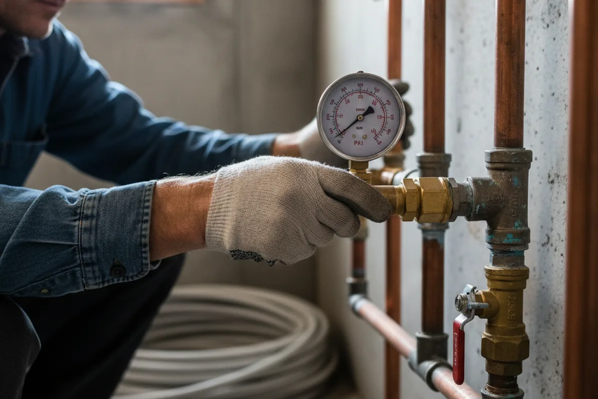 Pressure testing a repaired line during Water Line Repair in Higginson